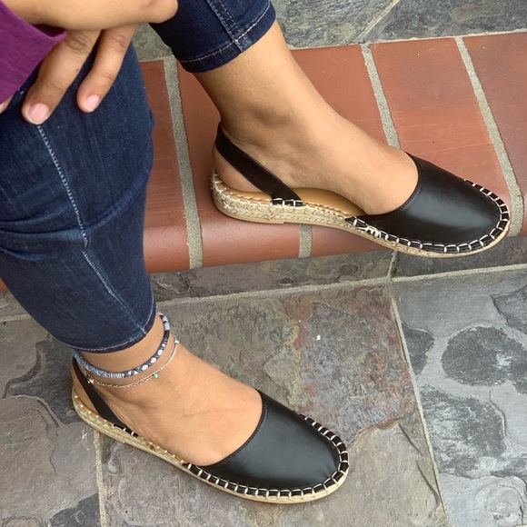 NEW**Ladies round toe flat espadrille mules. Black - Picture 3 of 6